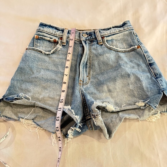 Abercrombie & Fitch Blue Jean Shorts High-Waisted Distressed Frayed Women's - Picture 9 of 13
